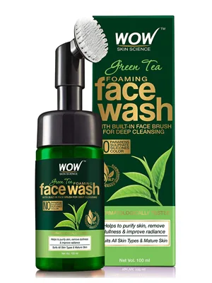 WOW Skin Science Green Tea Foaming Face Wash with Built-In Face Brush with Green Tea & Aloe Vera Extract 100 ml - product information 2