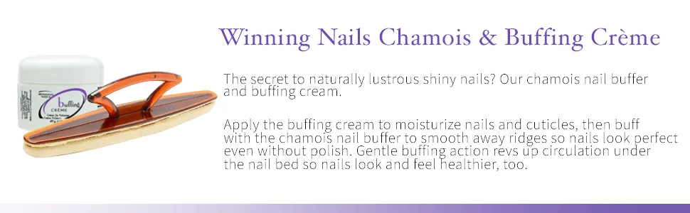 Chamois Buffer And Buffing Cream | Buff And Shine Dull Nails While Softening Cuticles | Assists With Fill And Repair Lines | 1.75 Oz. Set - Winning Nails Chamois Buffer & Buffing Cream 1.75 Oz. Bundle
