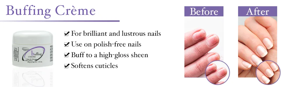 Chamois Buffer And Buffing Cream | Buff And Shine Dull Nails While Softening Cuticles | Assists With Fill And Repair Lines | 1.75 Oz. Set - Winning Nails Chamois Buffer & Buffing Cream 1.75 Oz. Bundle