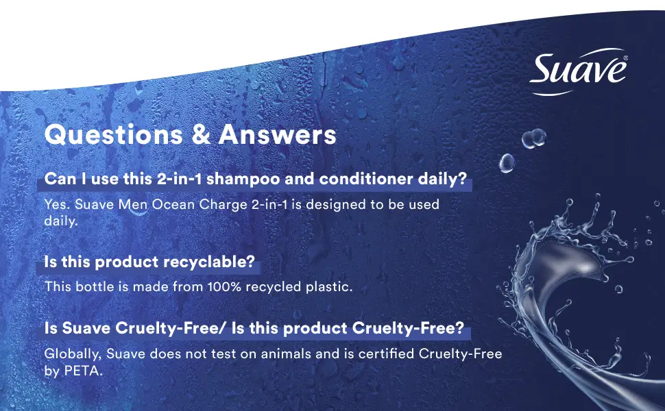 Suave 2 in 1 Shampoo and Conditioner Ocean Charge 28 oz - Image