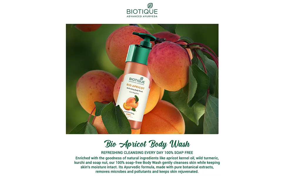 Biotique Bio Apricot Refreshing Body Wash 800ml I 100% Soap Free - product information 1