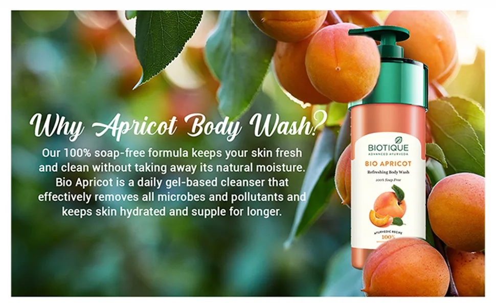 Biotique Bio Apricot Refreshing Body Wash 800ml I 100% Soap Free - product information 2