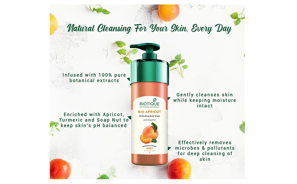 Biotique Bio Apricot Refreshing Body Wash 800ml I 100% Soap Free - product information 3