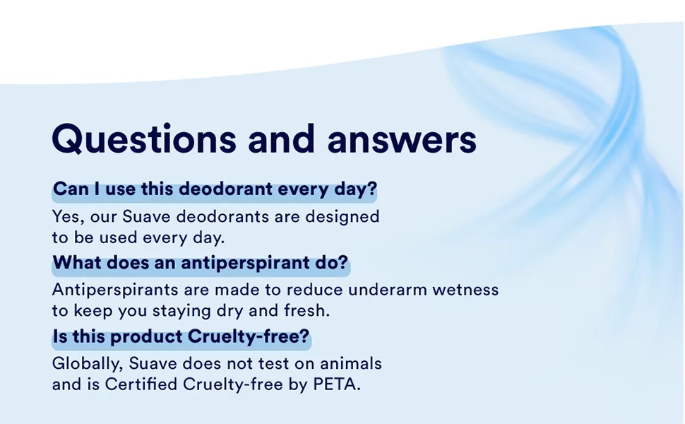 Suave Deodorant Antiperspirant & Deodorant Stick 48-hour Odor and Wetness Protection Fresh Deodorant for Women 2.6 oz - Questions & Answers