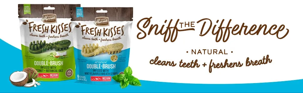 Fresh Kisses Mint Breath Strips Small Brush - Single Serve Box (25 Ct) - Merrick Fresh Kisses Sniff the Difference Natural Cleans Teeth + Freshens Breath