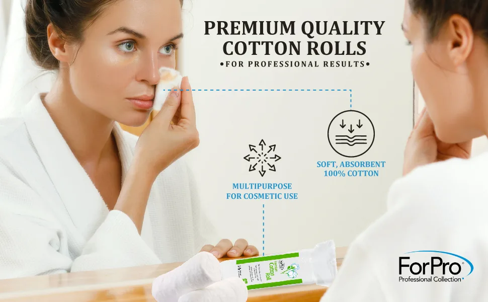 ForPro Professional Collection Premium Cotton Roll for Cosmetic Application and Product Removal White 12 Wide 1 Lb. - tngtng