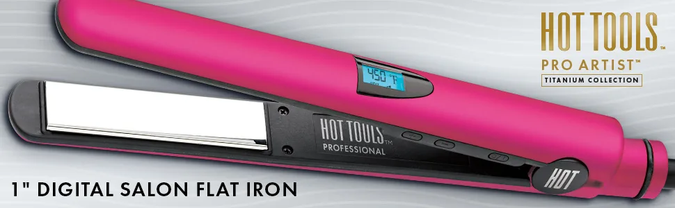 Hot Tools Pro Artist Titanium Digital Flat Iron | One Pass Micro Shine Styles (1 in) - flatiron; flatirons; straightener; straighteners; hairstraighteningiron; hottools; titanium
