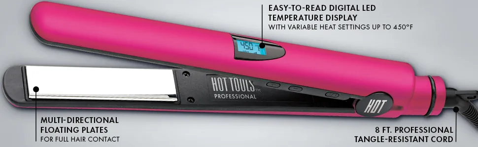 Hot Tools Pro Artist Titanium Digital Flat Iron | One Pass Micro Shine Styles (1 in) - flatiron; flatirons; straightener; straighteners; hairstraighteningiron; hottools; titanium