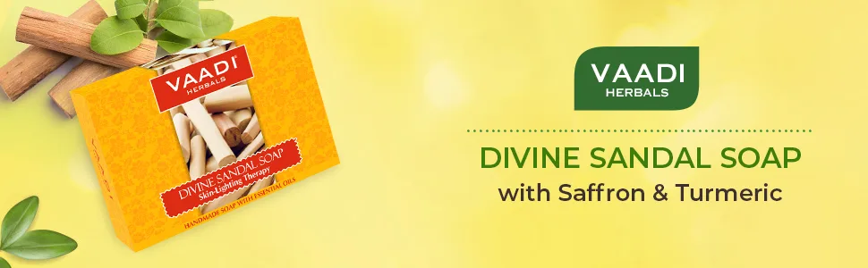 Vaadi Herbals Divine Sandal Soap with Saffron & Turmeric 75g - product information 1