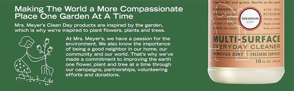 MRS. MEYER'S CLEAN DAY All-Purpose Cleaner Spray Geranium 16 fl. oz - Making the World a More Compassionate Place One Garden At a Time