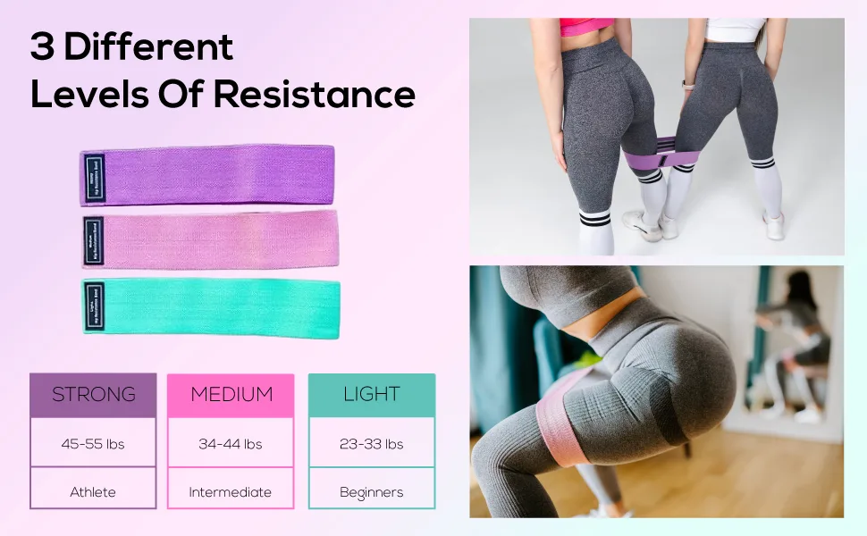 Perfect Stix Booty Bands - 3 Difficulties - Fabric Resistance Bands Set. Non Slip Stretch Bands. Exercise Bands for Legs and Butt. Includes a Pink Mesh Traveling Bag - fabric resistance bands