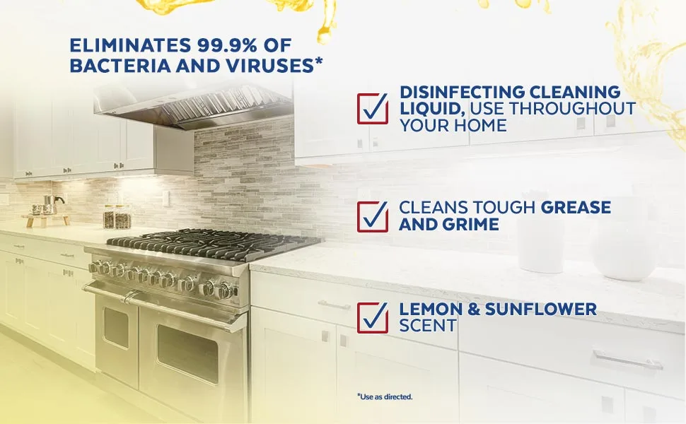 Lysol Multi-Surface Cleaner Sanitizing and Disinfecting Pour to Clean and Deodorize Sparkling Lemon & Sunflower Essence 144 Fl Oz - Eliminates 99.9% of bacteria and viruses* (*Used as directed).