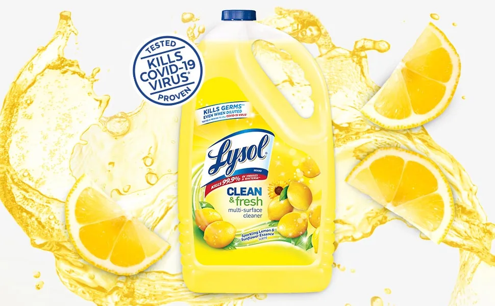 Lysol Multi-Surface Cleaner Sanitizing and Disinfecting Pour to Clean and Deodorize Sparkling Lemon & Sunflower Essence 144 Fl Oz - Lysol Clean and Fresh Multi Surface Cleaner - Lemon and Sunflower 144oz