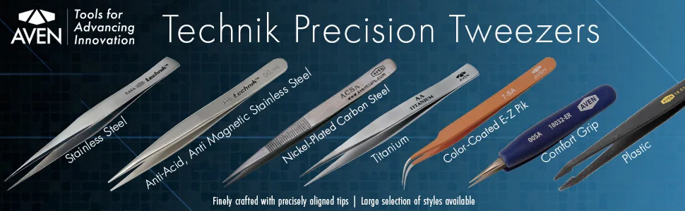 Aven 18013TT Style AA Titanium Tweezers 5" Length Silver - Aven
