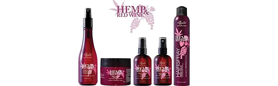 AGADIR Hemp & Red Wine Gloss Spray Treatment 4 fl. oz. - red wine bottom banner