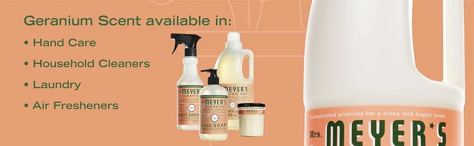 MRS. MEYER'S CLEAN DAY Liquid Fabric Softener Infused with Essential Oils Paraben Free Geranium 32 oz (32 Loads). - Geranium scent available in hand care, body care, household cleaners, laundry, air fresheners