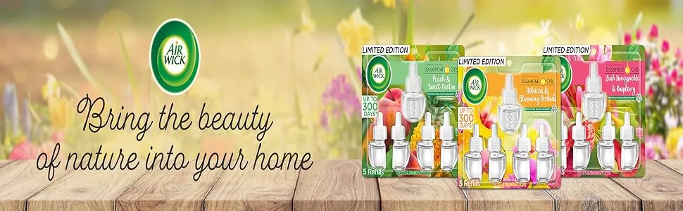 Air Wick Plug in Scented Oil Refill 2 ct Fresh Peach and Sweet Nectar Air Freshener Essential Oils Spring Collection - banner
