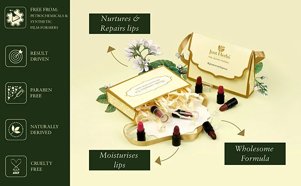 Herb Enriched Ayurvedic Lipstick Shade Sampler Kit - product information 2