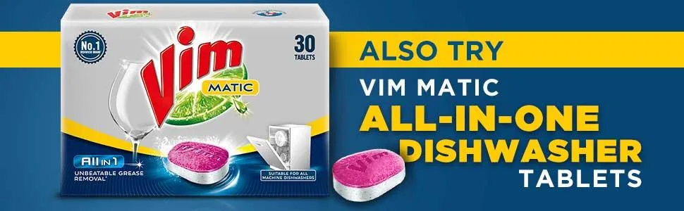 Vim Matic Dishwash Detergent Powder 1 kg | Suitable For All Dishwashers | With Powerful Enzymes To Cut Through Grease And Tough Stains - product information 5