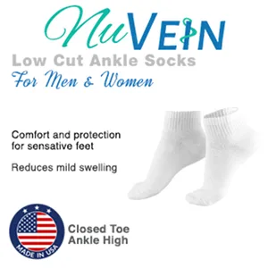 Nuvein Padded Low Cut Socks 8-15 Mmhg Light Compression Cushioned Ankle Length Sensitive' White X-large - NuVein 2211 Features