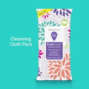 Summer's Eve FreshCycle No-Rinse Cleansing Foam | Reduces Period Odor | 5 oz - Cleansing Cloth Pack
