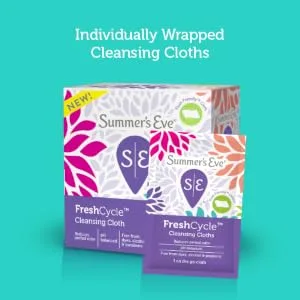 Summer's Eve FreshCycle No-Rinse Cleansing Foam | Reduces Period Odor | 5 oz - individually wrapped cleansing cloths