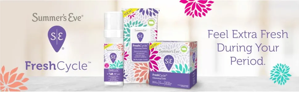 Summer's Eve FreshCycle No-Rinse Cleansing Foam | Reduces Period Odor | 5 oz - Summer