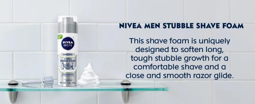 Nivea Men Sensitive Skin & Stubble Shave Foam - Beard Softener For Men - 7 Fl Oz. Can - nivea men, shave gel, after shave, dollar shave club, shaving cream, shaving cream for men