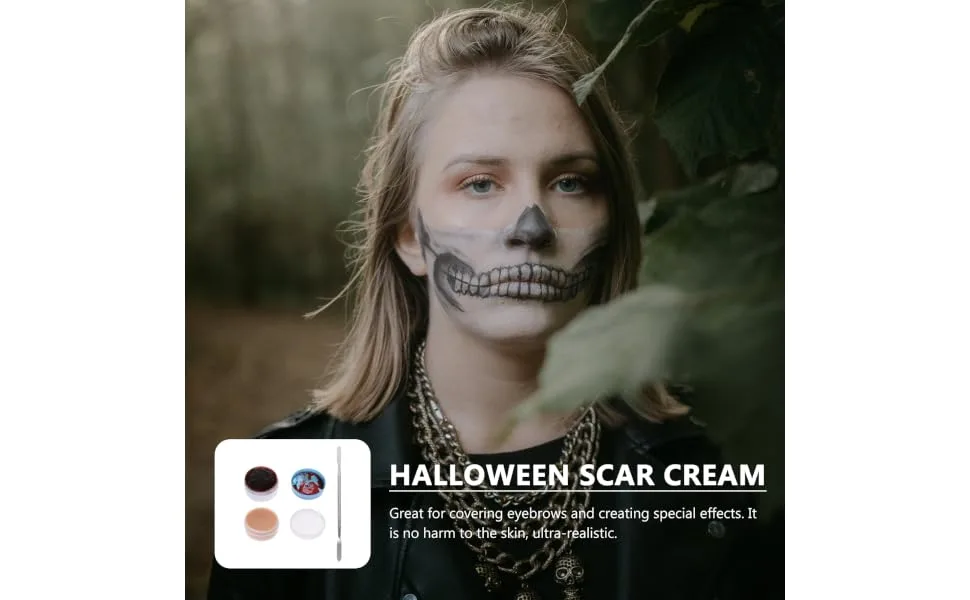 1set Halloween Scar Cream Special Effects Makeup Spatula for Makeup Special Effects Scab Blood Makeup Modeling Putty Makeup Special Effects Skin Was Moulding Scars Prosthetics Wax - product information 7
