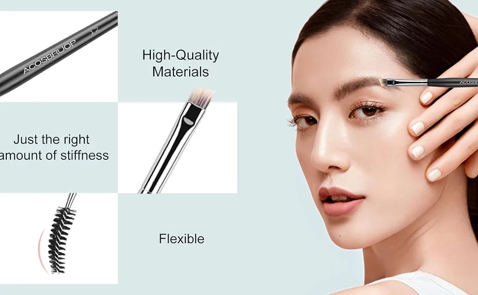 Eyebrow Brush and Spoolie Brush Professional Angled Brow Brush or Eyeliner Brush - mascala