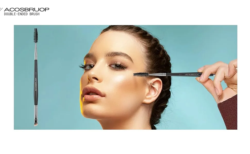 Eyebrow Brush and Spoolie Brush Professional Angled Brow Brush or Eyeliner Brush - mascala
