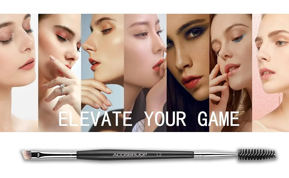 Eyebrow Brush and Spoolie Brush Professional Angled Brow Brush or Eyeliner Brush - mascala