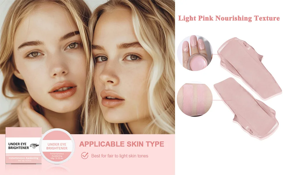 Under Eye Brightener Concealer Full Coverage for Dark circles Lightweight Radiant Cream Under Eye Concealer - Light pink nourishing texture