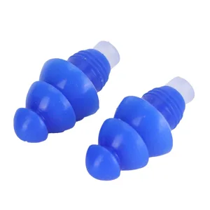Reusable Ear Plugs Waterproof Silicone Earplugs Noise Reduction for Swimming Sleeping (Blue+PP Box) - 3111210064612-2