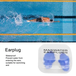 Reusable Ear Plugs Waterproof Silicone Earplugs Noise Reduction for Swimming Sleeping (Blue+PP Box) - product information 6