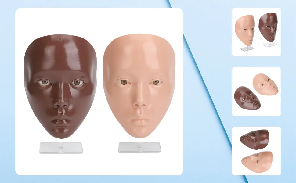 Makeup Practice Board Realistic Silicone Full Face Makeup Application Ideal for Makeup Beginners Beauty Trainers (Black) Black Pink - 1416230059012-1