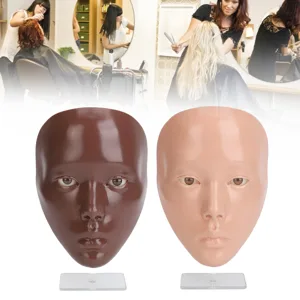 Makeup Practice Board Realistic Silicone Full Face Makeup Application Ideal for Makeup Beginners Beauty Trainers (Black) Black Pink - 1416230059012-2
