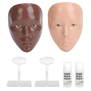 Makeup Practice Board Realistic Silicone Full Face Makeup Application Ideal for Makeup Beginners Beauty Trainers (Black) Black Pink - product information 2