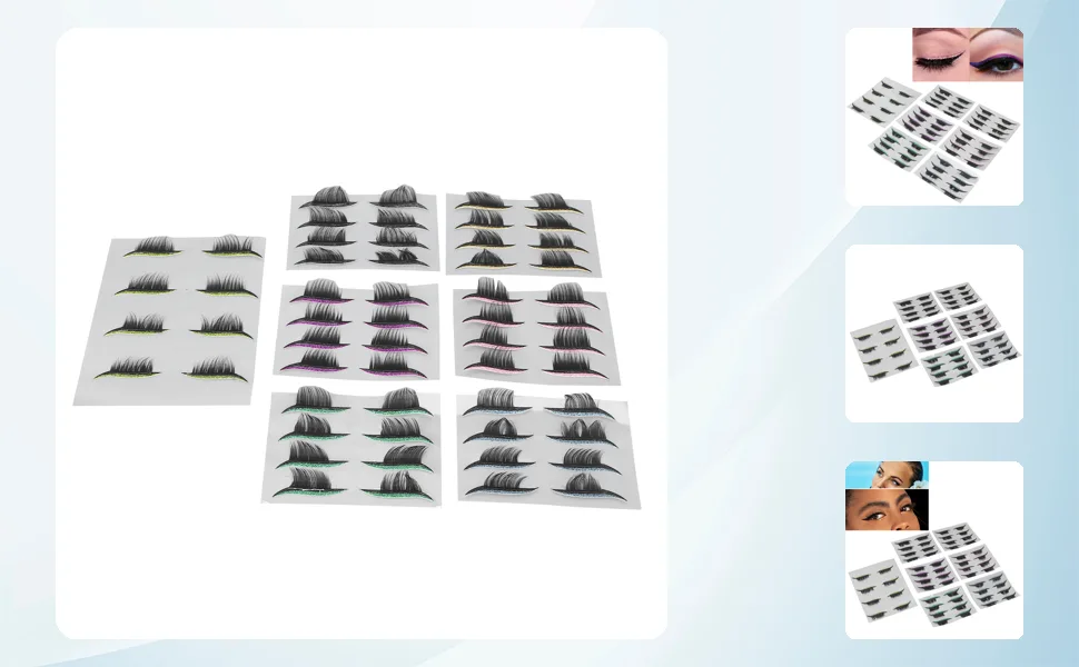 28 Pairs False Eyelashes 7 Colors Reusable Eyelashes Stickers Makeup Accessories for Women Girls - 1410210106111-1