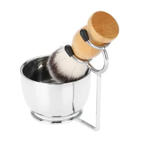 Men's Beard Shaving Set Professional Stainless Steel Bowl Stand Brush Mustache Shaving Tool - product information 3
