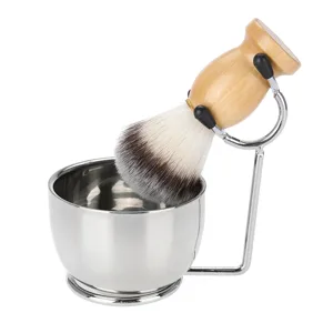 Men's Beard Shaving Set Professional Stainless Steel Bowl Stand Brush Mustache Shaving Tool - JM14984-2