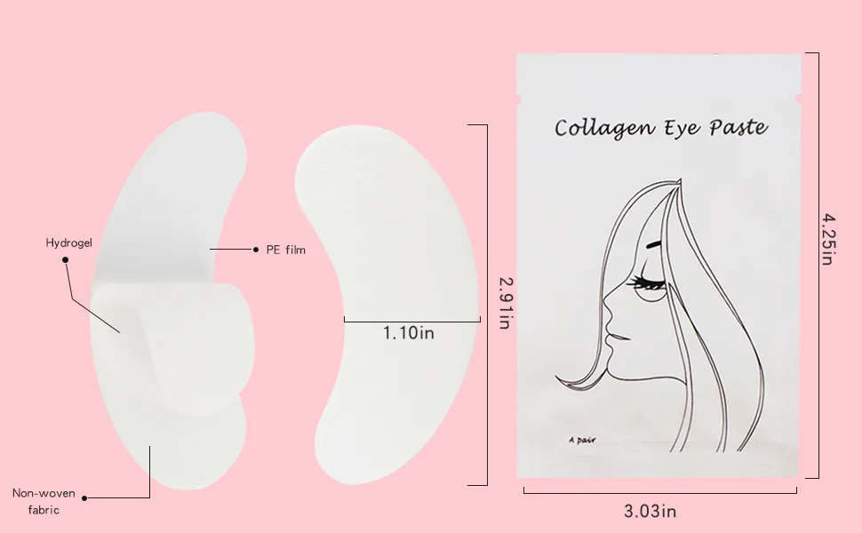 100 Pair Lint Free Hydrogel Eye Gel Patch Makeup Lash Lift Tools Under Eye Patch Pads for Eyelash Extension - eye gel pads