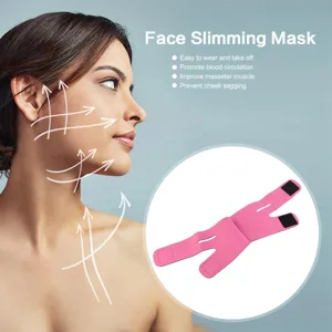Double Chin Reducer Double Chin Eliminator V Line Lifting Mask with Chin Strap for Double Chin for Women - Face Lifting Strap (Rose Red) - JM11732-02-2