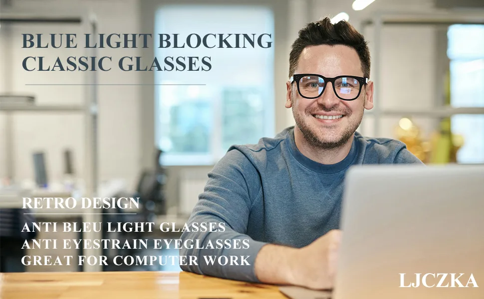 LJCZKA Blue Light Blocking Glasses for Women Men Retro Square Frame Computer Gaming Glasses Anti Eyestrain Eyeglasses Blueleopardclear - Blue Light Blocking Glasses