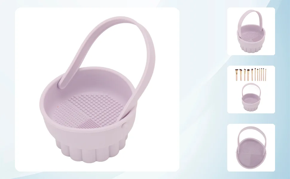 Makeup Brush Cleaner Bowl Foldable Silicone Makeup Cleaning Tools for Brushes Sponge and Puff Portable Make Up Brush Cleaner for Travel - 1410230114711-1