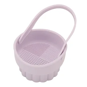 Makeup Brush Cleaner Bowl Foldable Silicone Makeup Cleaning Tools for Brushes Sponge and Puff Portable Make Up Brush Cleaner for Travel - 1410230114711-3