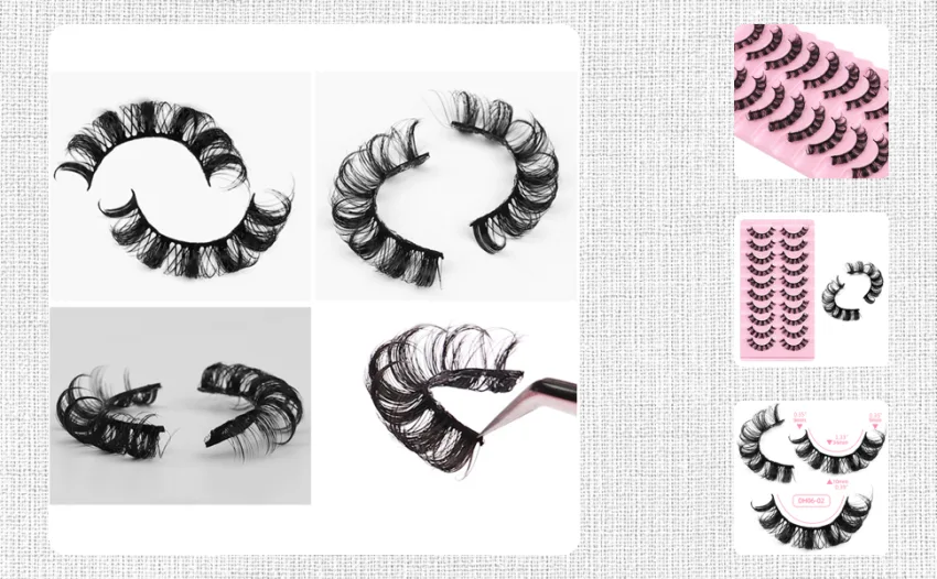 10 Pairs of 3D Russian False Eyelashes DD Curved Thick Chemical Fiber Lifelike Lashes (black) - 10343450-1