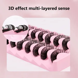 10 Pairs of 3D Russian False Eyelashes DD Curved Thick Chemical Fiber Lifelike Lashes (black) - 10343450-2