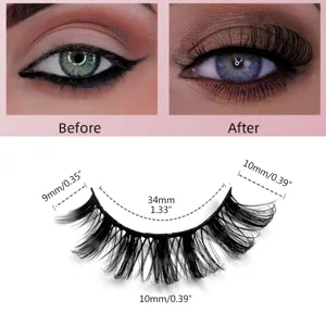 10 Pairs of 3D Russian False Eyelashes DD Curved Thick Chemical Fiber Lifelike Lashes (black) - product information 3