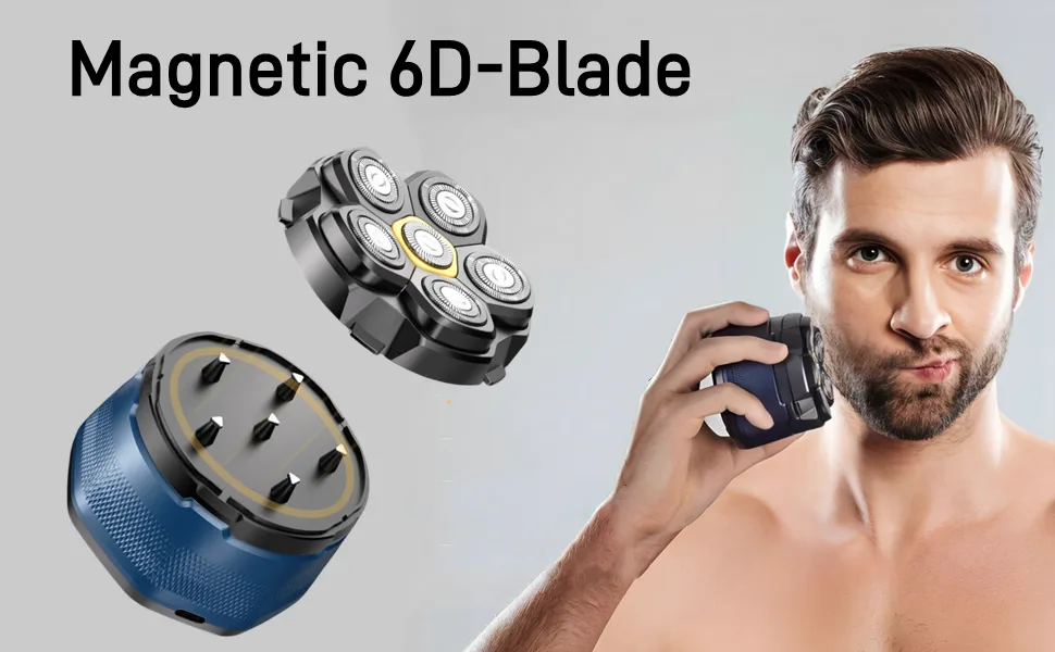 6D Magnetic Shaving Head Replacement Compatible with All 6D Magnetic Electric Razor.Magnetic Replacement Heads for Head Shavers for Bald Men. - product information 1